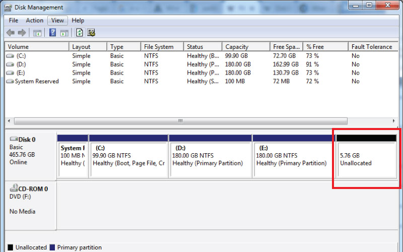 Recover Lost Partition in Windows 2