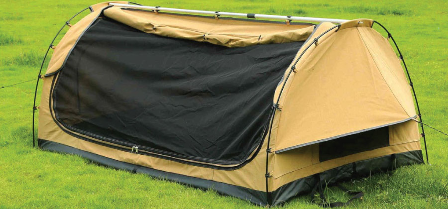 camping swags vs tents card